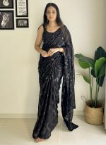 Georgette Black Party Wear Sequins Work Saree